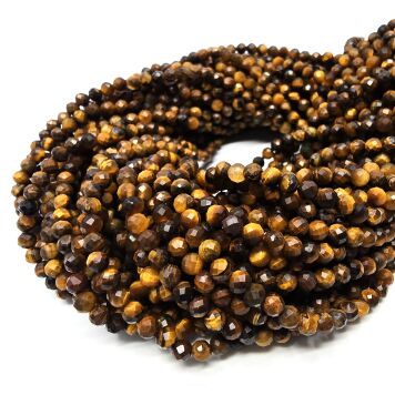 Tygrysie Oko Kulka Fasetowana 4 mm sznur
