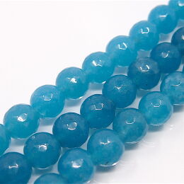 Quartz Kugeln 10mm, blau, facettiert Schnur 38pcs