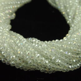 Fianit Oponki Fasetowane 3.5/3mm Jasne Opalizujące Sznur 40cm