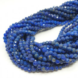 Lapis Lazuli Kulka Fasetowana 4 mm Sznur 40cm