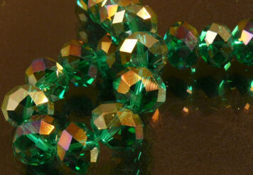 Kristall facettierten Rondelle 10/8mm Emerald AB Schnur 54cm 72pcs