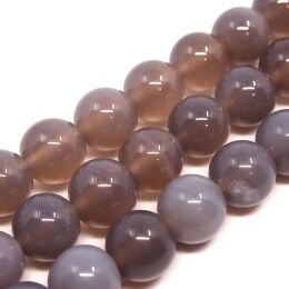 Chalcedon graue Kugel 12mm Kabel 40cm 33 Stones