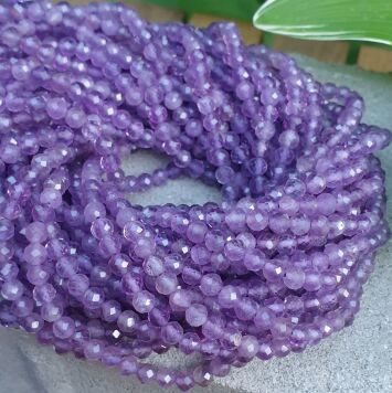 Ametyst Kulka Fasetowana 4,5 mm Sznur 40cm