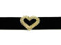 Choker Aksamitny Serce Cyrkonie Czarny  - 2