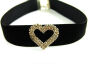 Choker Aksamitny Serce Cyrkonie Czarny 