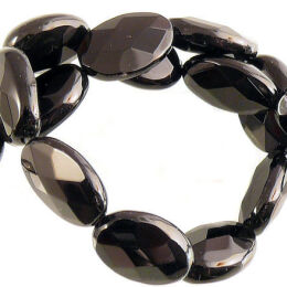 Onyx Ovals 10/ 8mm facettiert Schnur 37pcs