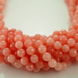 Jade Kugeln facettiert 8mm Lachsrosa Schnur 40cm